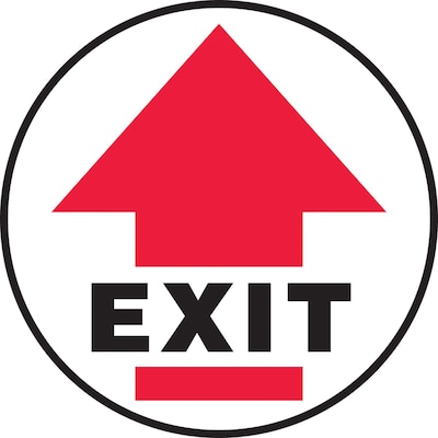 Accuform Slip-Gard EXIT Round Floor Sign, Black/Red/White, 8Dia. (MFS1708)