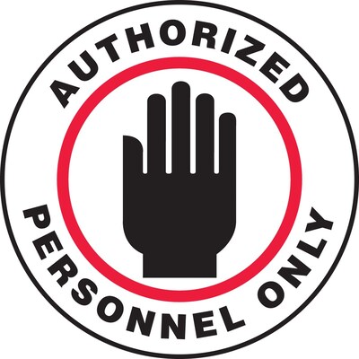 Accuform Slip-Gard AUTHORIZED PERSONNEL ONLY Round Floor Sign, Black/Red/White, 17Dia. (MFS727)