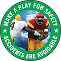 Accuform Signs® Slip-Gard™ MAKE A PLAY FOR SAFETY ACCIDENTS.. Round Floor Sign, White/Green, 17Dia.
