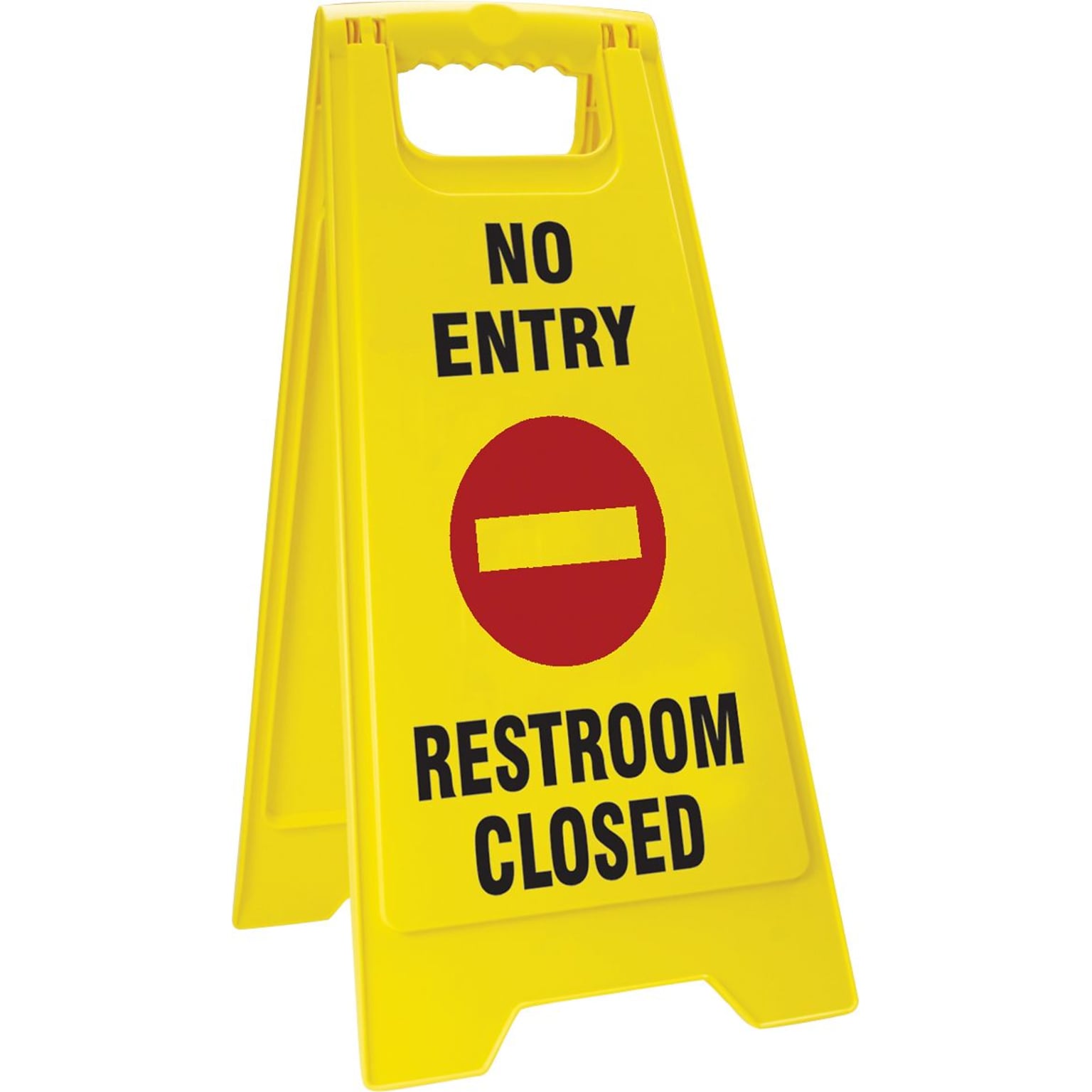 Accuform Signs® Slip-Gard™ NO ENTRY RESTROOM CLOSED 2 X Fold-Ups, Red/Black/Yellow, 25H x 12W