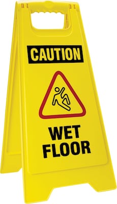 Accuform Slip-Gard CAUTION WET FLOOR 2 X Fold-Ups, Red/Black/Yellow, 25H x 12W (PFW424)