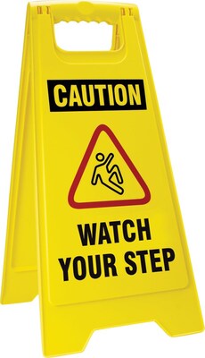 Accuform Signs® Slip-Gard™ CAUTION WATCH YOUR STEP 2 X Fold-Ups, Red/Black/Yellow, 25H x 12W, 1/Pk