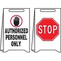 Accuform Slip-Gard AUTHORIZED PERSONNEL ONLY/STOP Reversible Fold-Ups, Red/BLK/WHT, 20x12 (PFE432)