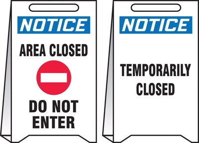 Accuform Slip-Gard NOTICE AREA CLOSED DO NOT..Reversible Fold-Ups, Blue/Black/White, 20x12 (PFE452)