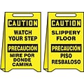 Accuform Slip-Gard CAUTION WATCH YOUR STEP... Reversible Fold-Ups, Black/Yellow, 20H x 12W (PFE456