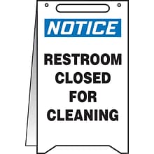 Accuform Slip-Gard NOTICE RESTROOM CLOSED FOR CLEANING Fold-Ups, Black/Blue/White, 20 x 12 (MF114)