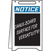 Accuform Signs® Slip-Gard™ NOTICE with CHALKBOARD AREA Fold-Ups, Blue/Black/White, 20H x 12W, 1/Pk