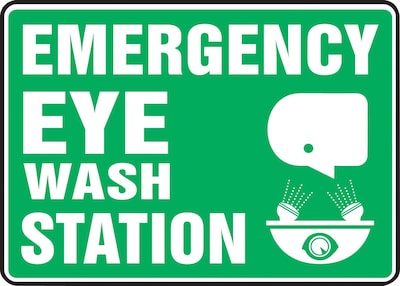 Accuform Safety Sign, EMERGENCY EYE WASH STATION, 10 x 14, Plastic (MFSD544VP)