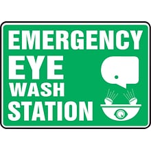 Accuform Safety Sign, EMERGENCY EYE WASH STATION, 10 x 14, Plastic (MFSD544VP)