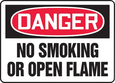 Accuform Safety Sign, DANGER NO SMOKING OR OPEN FLAME, 7 x 10, Plastic (MSMK120VP)