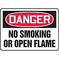 Accuform Safety Sign, DANGER NO SMOKING OR OPEN FLAME, 7 x 10, Plastic (MSMK120VP)