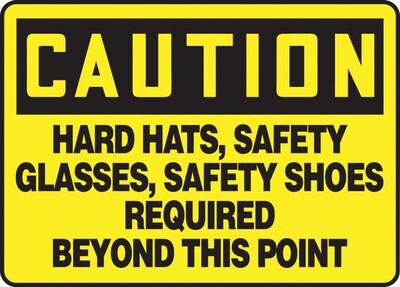 ACCUFORM SIGNS® Safety Sign, HARD HATS, SAFETY GLASSES, SAFETY SHOES REQUIRED, 7x10, Plastic