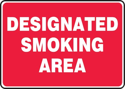 ACCUFORM SIGNS® Safety Sign, DESIGNATED SMOKING AREA, 10 x 14, Plastic, Each