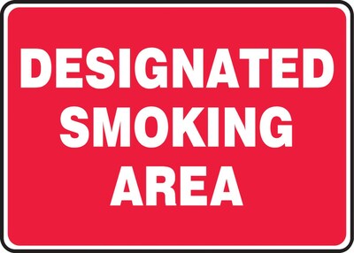 ACCUFORM SIGNS® Safety Sign, DESIGNATED SMOKING AREA, 10 x 14, Plastic, Each