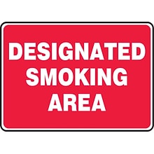 ACCUFORM SIGNS® Safety Sign, DESIGNATED SMOKING AREA, 10 x 14, Plastic, Each