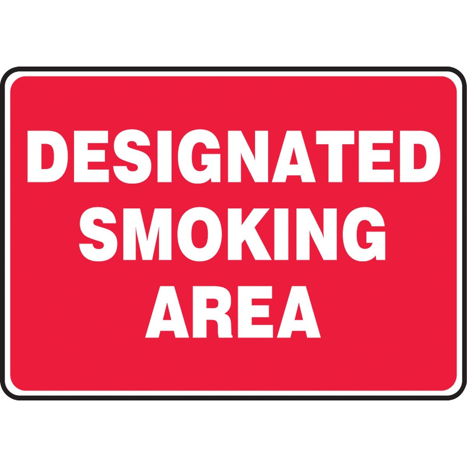 ACCUFORM SIGNS® Safety Sign, DESIGNATED SMOKING AREA, 10 x 14, Plastic, Each