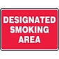 Accuform Safety Sign, DESIGNATED SMOKING AREA, 10" x 14", Aluminum (MSMK403VA)