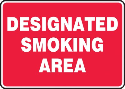 Accuform Safety Sign, DESIGNATED SMOKING AREA, 7 x 10, Plastic (MSMK404VP)