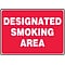 Accuform Safety Sign, DESIGNATED SMOKING AREA, 7 x 10, Plastic (MSMK404VP)