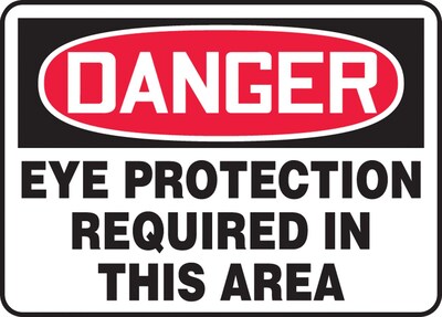 Accuform Safety Sign, DANGER EYE PROTECTION REQUIRED IN THIS AREA, 10 x 14, Plastic (MPPE010VP)