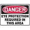 Accuform Safety Sign, DANGER EYE PROTECTION REQUIRED IN THIS AREA, 10 x 14, Plastic (MPPE010VP)