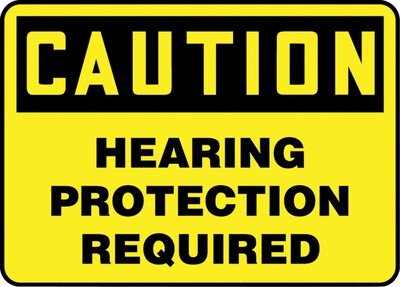 Accuform Safety Sign, CAUTION HEARING PROTECTION REQUIRED, 7 x 10, Plastic (MPPE792VP)