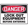 ACCUFORM SIGNS® Safety Sign, DANGER LOCK OUT EQUIPMENT BEFORE ENTERING, 10 x 14, Plastic, Each