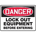 ACCUFORM SIGNS® Safety Sign, DANGER LOCK OUT EQUIPMENT BEFORE ENTERING, 7 x 10, Aluminum, Each