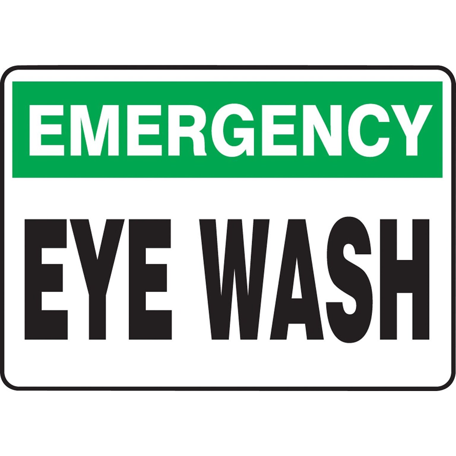 Accuform Safety Sign, EMERGENCY EYE WASH, 10 x 14, Plastic (MFSD913VP)