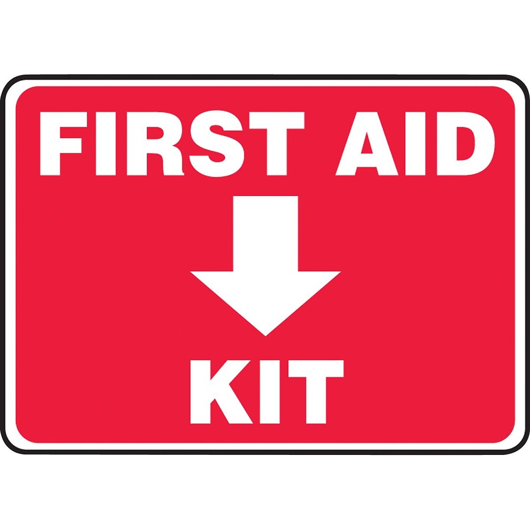ACCUFORM SIGNS® Safety Sign, FIRST AID KIT, 10" x 14", Plastic, Each |  Quill.com