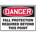 ACCUFORM SIGNS® Safety Sign, DANGER FALL PROTECTION REQUIRED BEYOND THIS POINT, 7 x 10, Aluminum