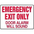 ACCUFORM SIGNS® Safety Sign, EMERGENCY EXIT ONLY DOOR ALARM WILL SOUND, 10 x 14, Aluminum, Each