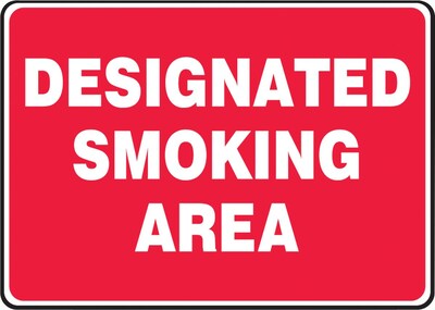 Accuform Safety Sign, DESIGNATED SMOKING AREA, 7 x 10, Aluminum (MSMK404VA)