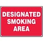 Accuform Safety Sign, DESIGNATED SMOKING AREA, 7" x 10", Aluminum (MSMK404VA)
