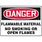 Accuform Safety Sign, DANGER FLAMMABLE MATERIAL NO SMOKING OR OPEN FLAMES, 7" x 10", Plastic (MSMK251VP)