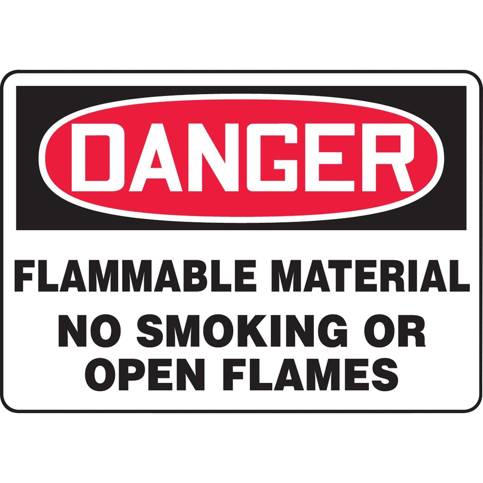 Accuform Safety Sign, DANGER FLAMMABLE MATERIAL NO SMOKING OR OPEN FLAMES, 7 x 10, Plastic (MSMK251VP)