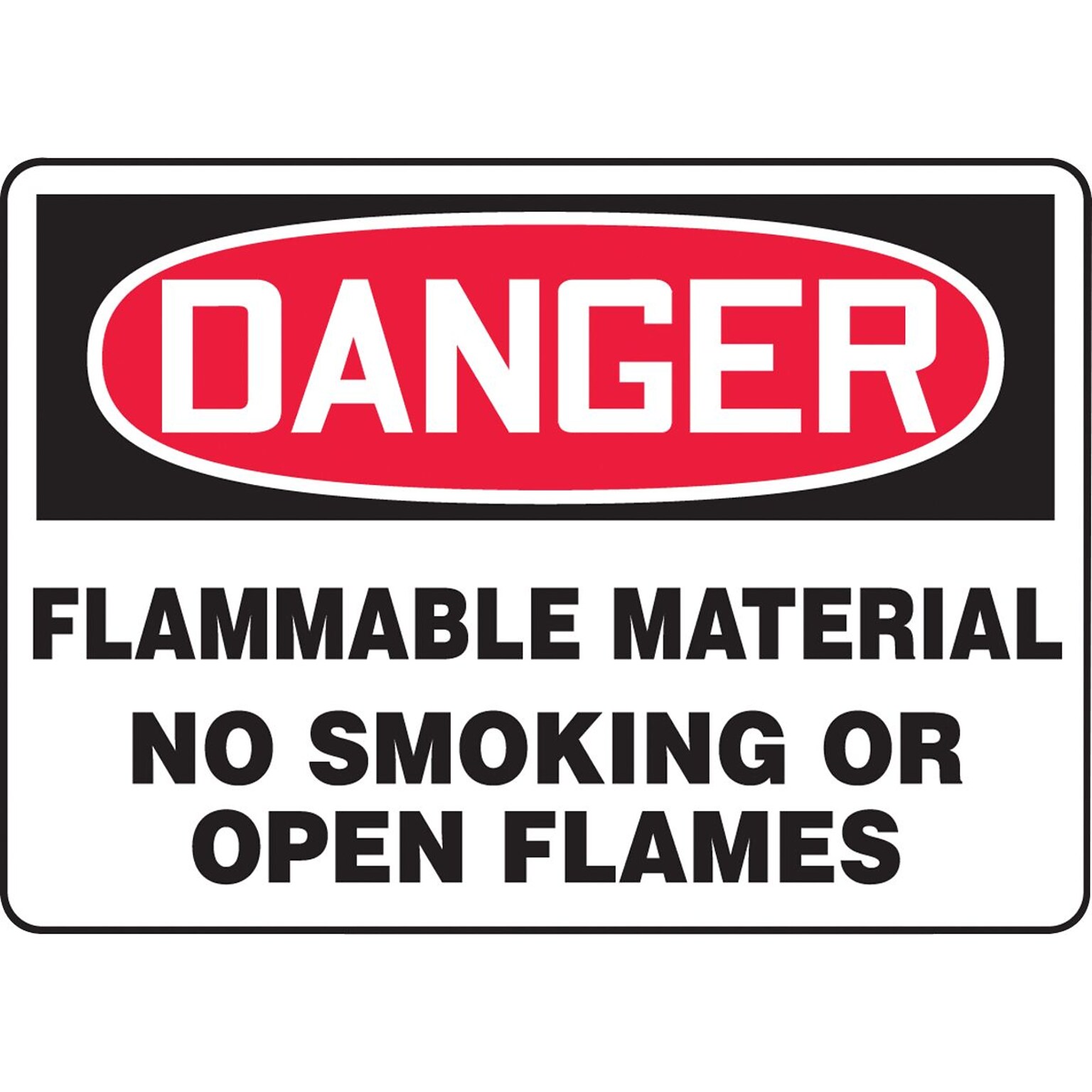 ACCUFORM SIGNS® Safety Sign, DANGER FLAMMABLE MATERIAL NO SMOKING OR OPEN FLAMES, 7 x 10, Aluminum