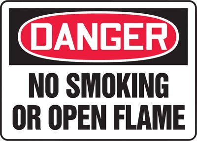 Accuform Safety Sign, DANGER NO SMOKING OR OPEN FLAME, 10 x 14, Plastic (MSMK050VP)