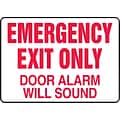 Accuform Safety Sign, EMERGENCY EXIT ONLY DOOR ALARM WILL SOUND, 7 x 10, Aluminum (MEXT591VA)