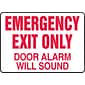 Accuform Safety Sign, EMERGENCY EXIT ONLY DOOR ALARM WILL SOUND, 7" x 10", Aluminum (MEXT591VA)