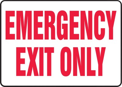 Accuform Safety Sign, EMERGENCY EXIT ONLY, 10 x 14, Plastic (MEXT918VP)