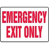 ACCUFORM SIGNS® Safety Sign, EMERGENCY EXIT ONLY, 10 x 14, Plastic, Each