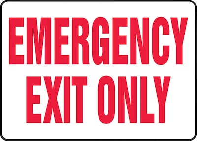 ACCUFORM SIGNS® Safety Sign, EMERGENCY EXIT ONLY, 7 x 10, Aluminum, Each