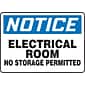 Accuform Safety Sign, NOTICE ELECTRICAL ROOM NO STORAGE PERMITTED, 7" x 10", Plastic (MELC801VP)