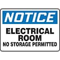 Accuform Safety Sign, NOTICE ELECTRICAL ROOM NO STORAGE PERMITTED, 7 x 10, Aluminum (MELC801VA)