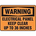 ACCUFORM SIGNS® Safety Sign, WARNING ELECTRICAL PANEL KEEP CLEAR UP TO 36 INCHES, 10 x 14, Plastic
