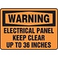 Accuform Safety Sign, WARNING ELECTRICAL PANEL KEEP CLEAR UP TO 36 INCHES, 7" x 10", Plastic (MELC309VP)