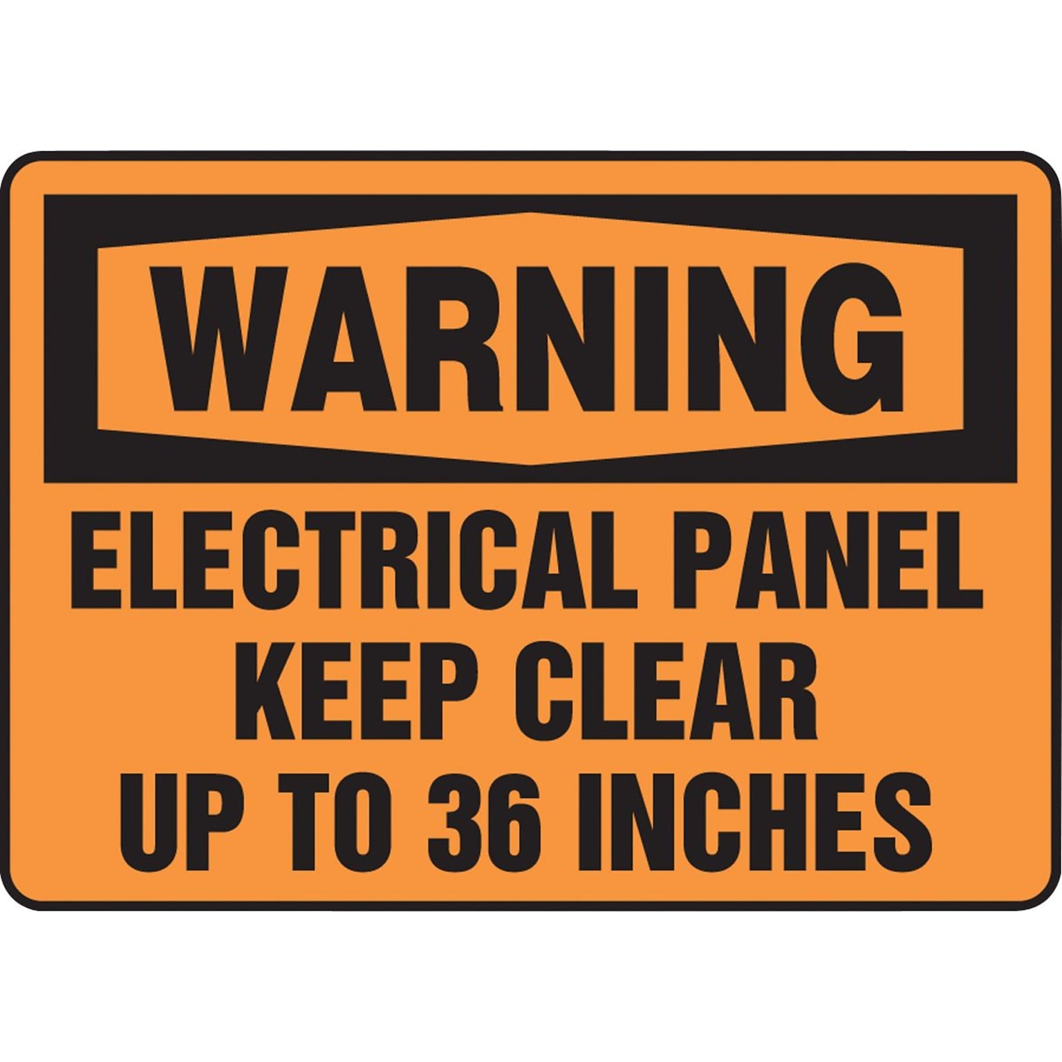 Accuform Safety Sign, WARNING ELECTRICAL PANEL KEEP CLEAR UP TO 36 INCHES, 7 x 10, Plastic (MELC309VP)