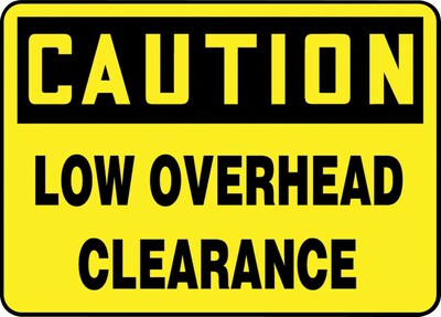 Accuform Safety Sign, CAUTION LOW OVERHEAD CLEARANCE, 7 x 10, Aluminum (MEQM617VA)