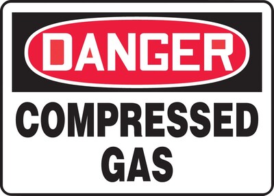 ACCUFORM SIGNS® Safety Sign, DANGER COMPRESSED GAS, 7 x 10, Plastic, Each